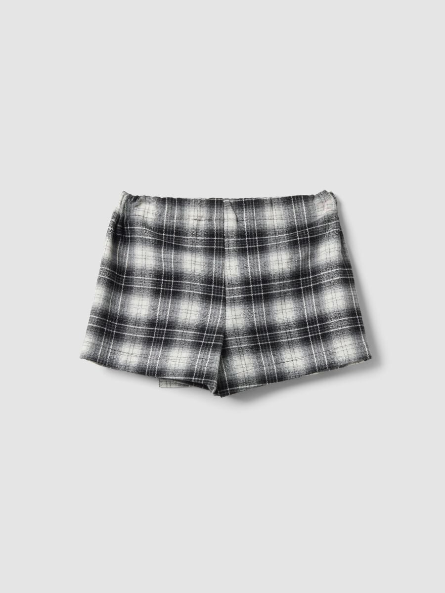 Gonna pantalone nera in viscosa elasticizzata a quadri_1