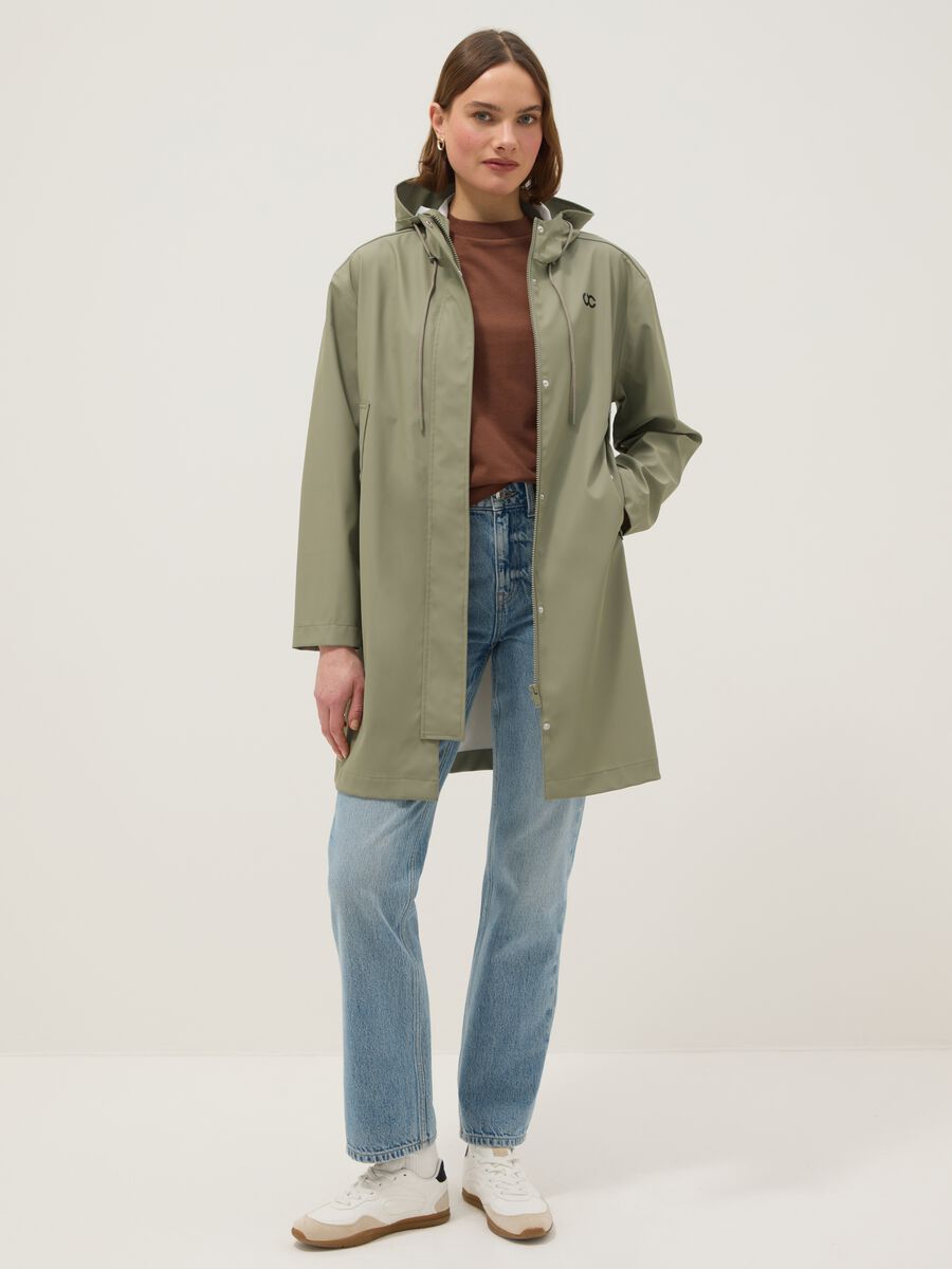 Green waterproof hooded jacket regular fit_1