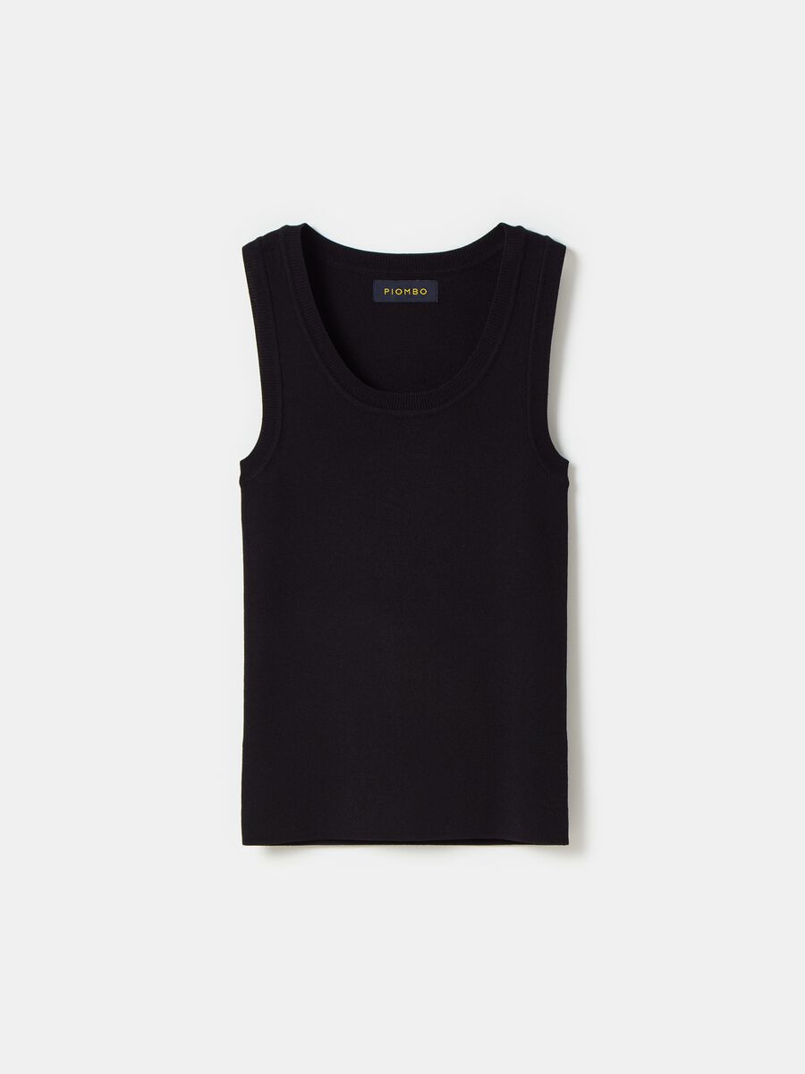 Tank top a costine con scollo rotondo_3