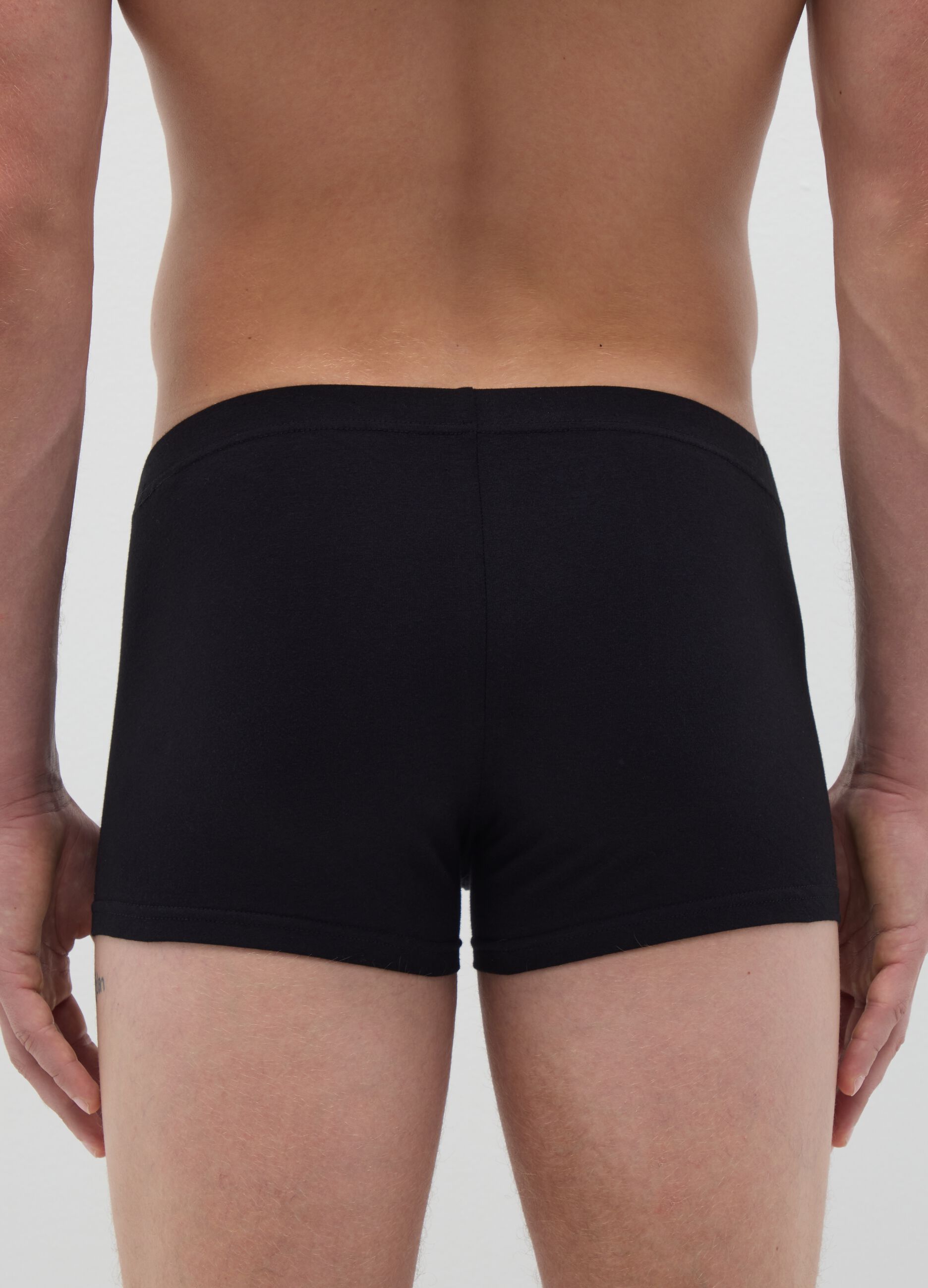 Regular fit black stretchy cotton boxers