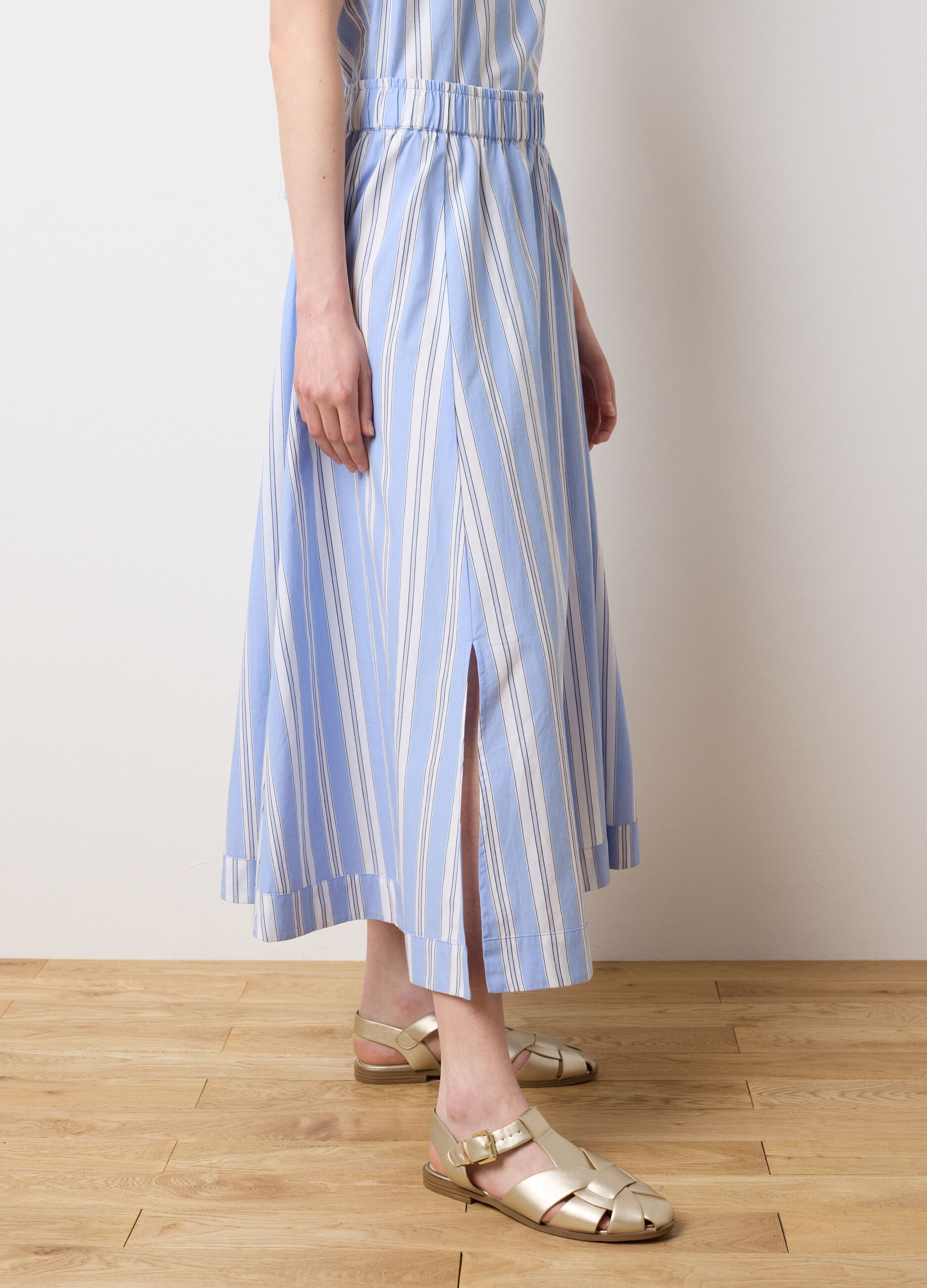 Ladies' midi skirt in pure multicolour cotton