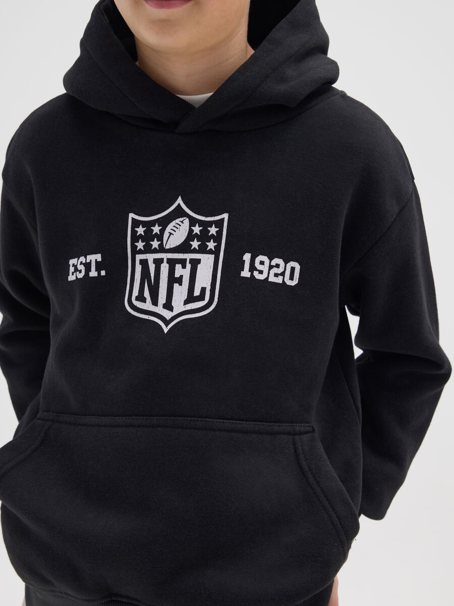 Felpa nera con cappuccio NFL in misto cotone_2