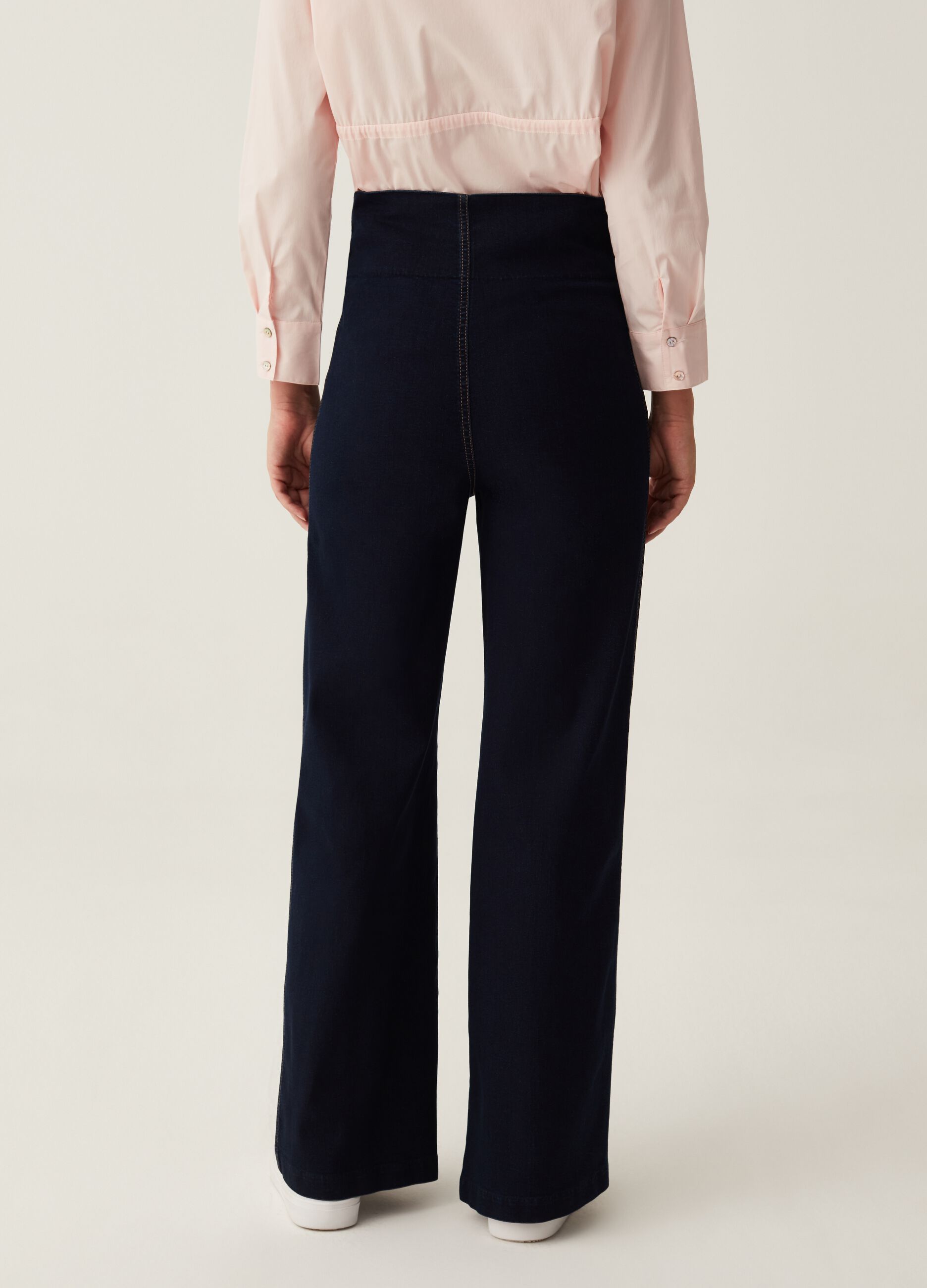 Pantalone palazzo premaman in denim_3