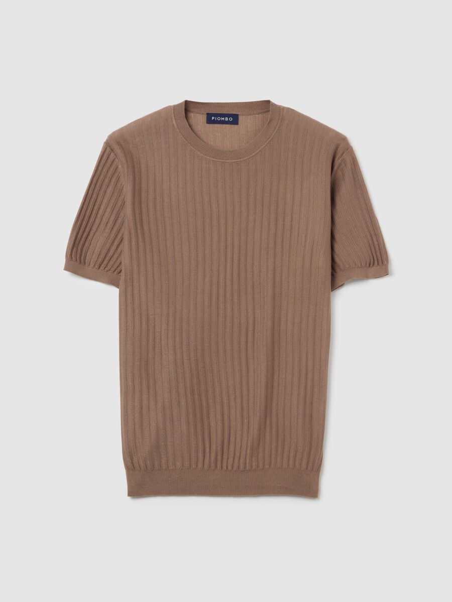 Brown Cotton Crew Neck T-shirt_4