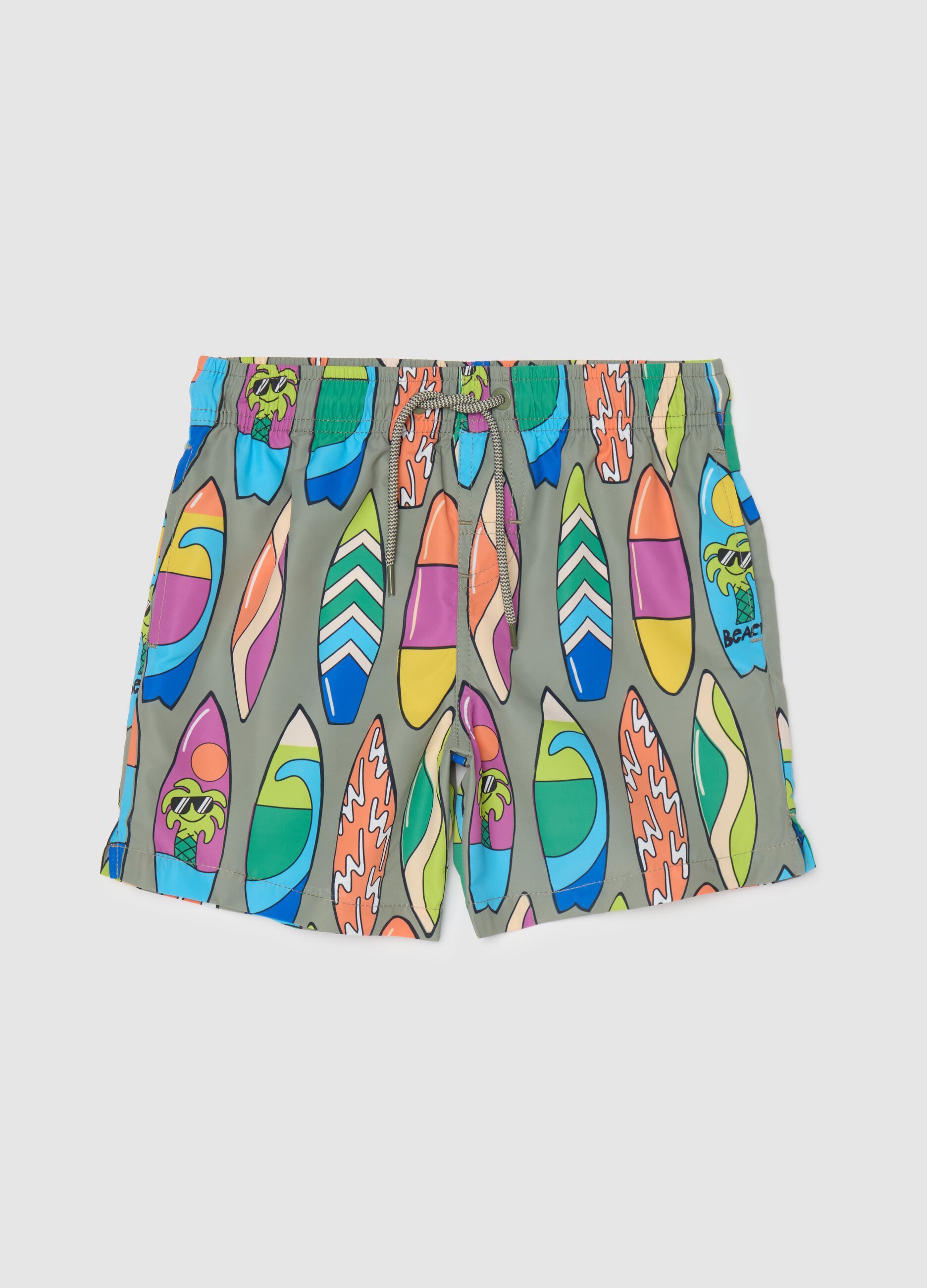 Children's swimsuit in multicolour fabric, regular fit with elastic waistband