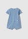 Infant Blue Ribbed Pure Cotton Romper with Buttons_0