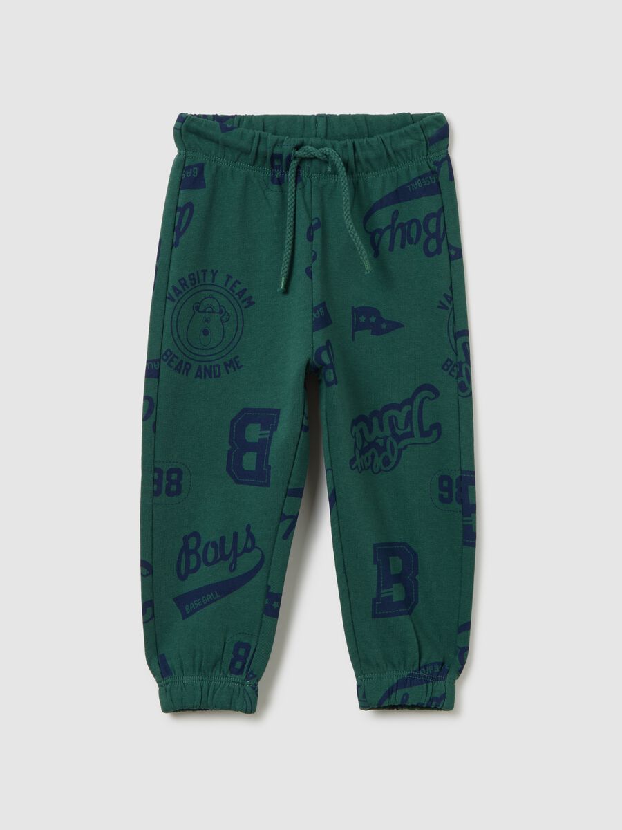 Green regular fit pure cotton children's trousers_0