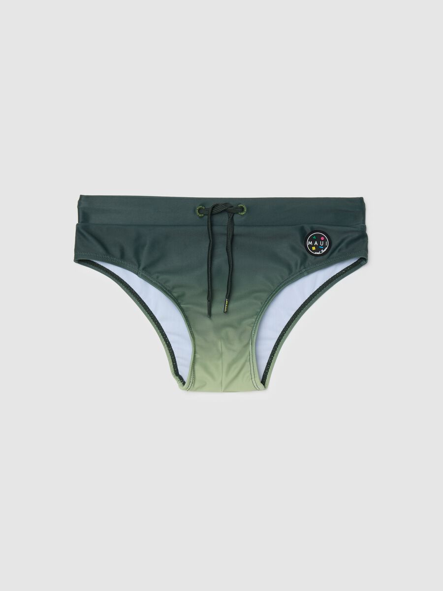 Boys' green stretch fabric briefs with logo_0