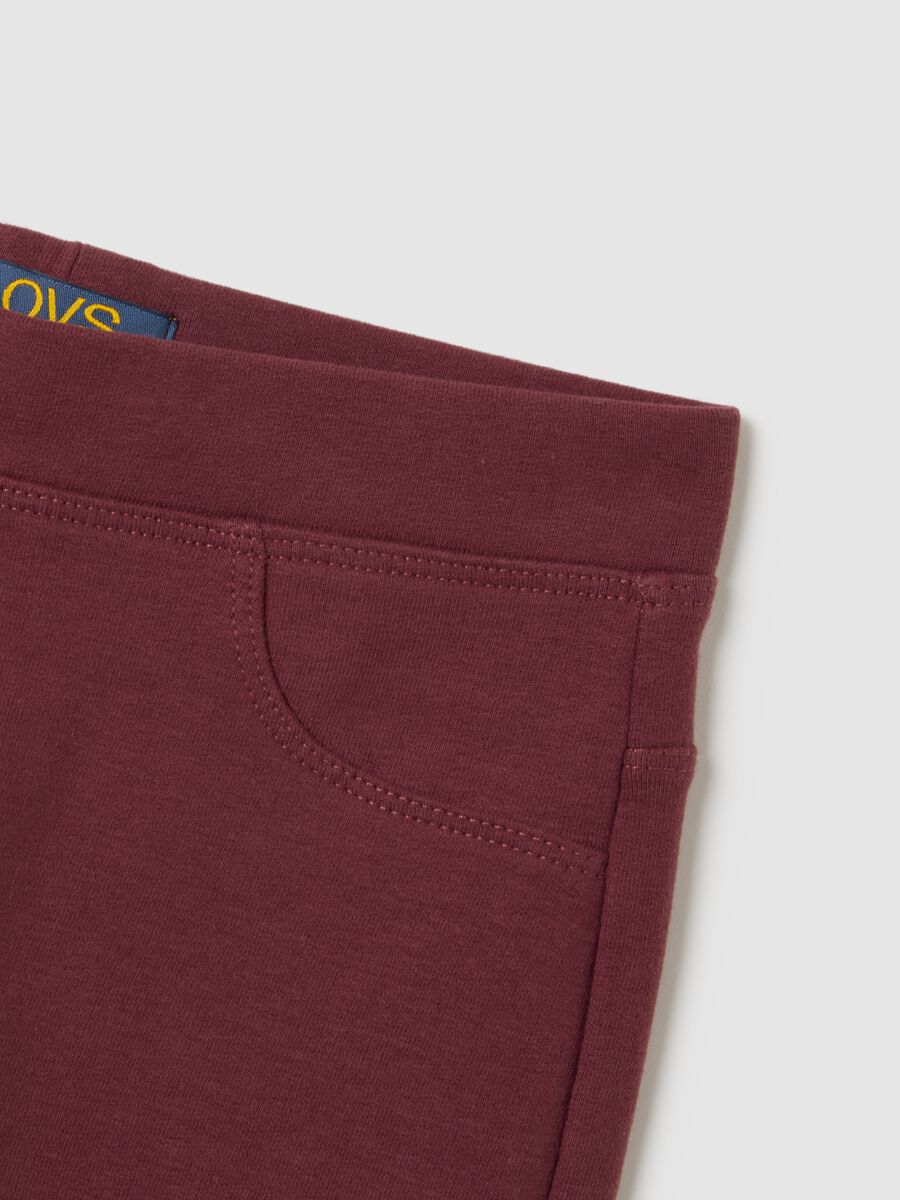 Leggings da bambina in misto cotone elasticizzato rossi slim fit_2