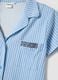 Blue striped pure cotton nightshirt with V-neck_1