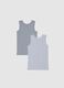 Multicolour regular fit pure cotton kid's vest twin pack_1