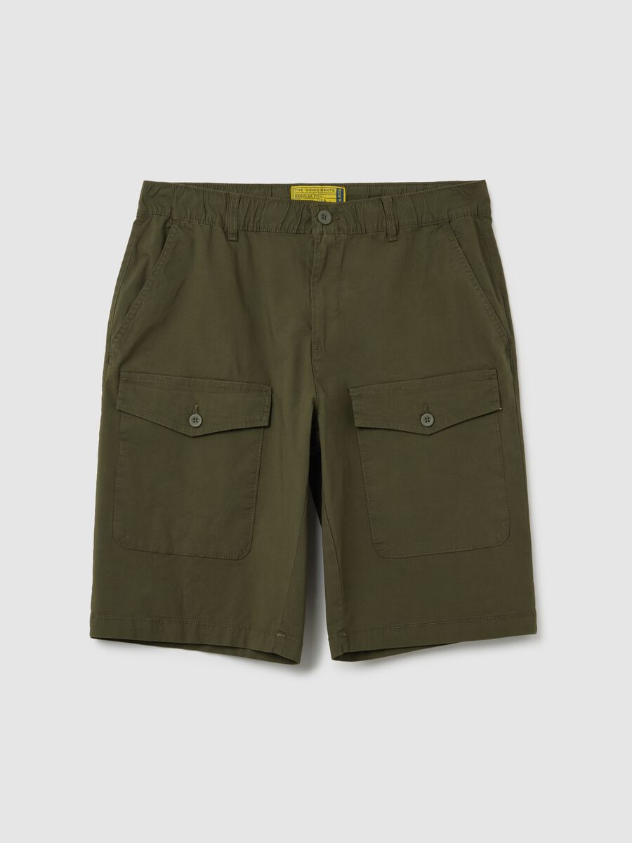 Men's Green Cotton Bermuda Shorts, Regular Fit_4