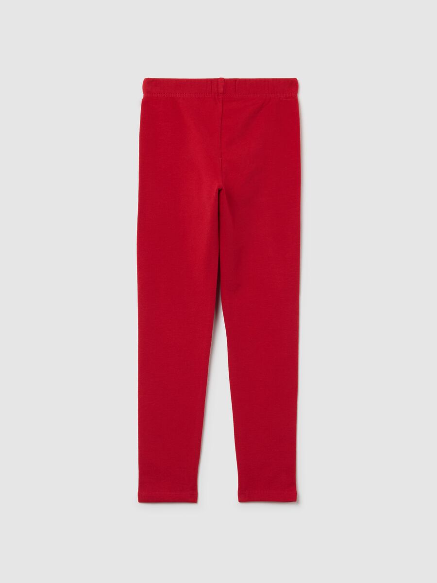 Girls' red skinny cotton leggings_1