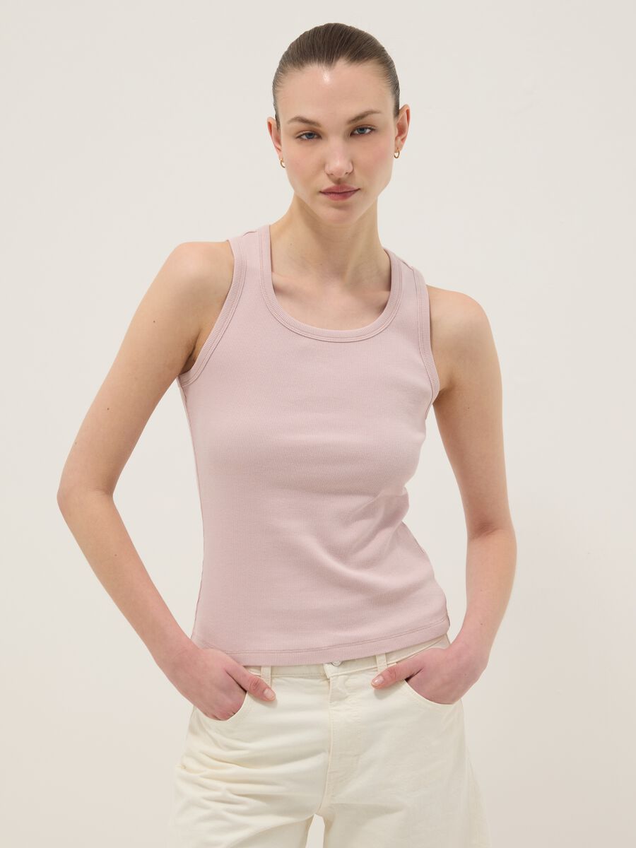 Pink stretch cotton vest top, regular fit_1