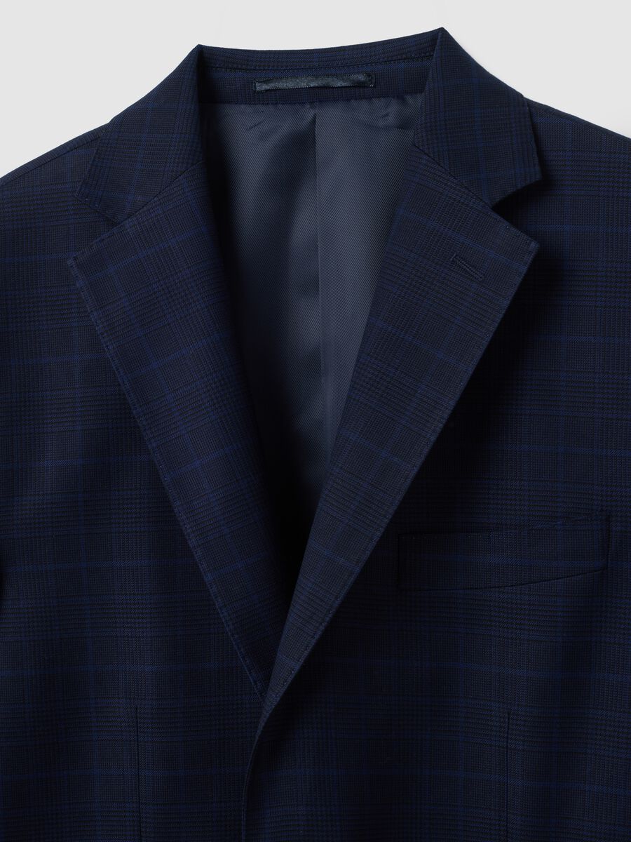 Regular fit blue stretch fabric blazer_2