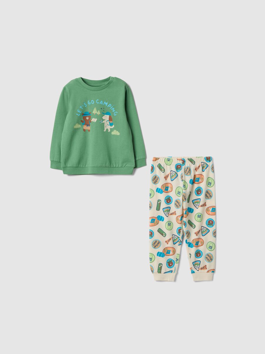 Pigiama in puro cotone multicolor da neonato regular fit con stampe_0