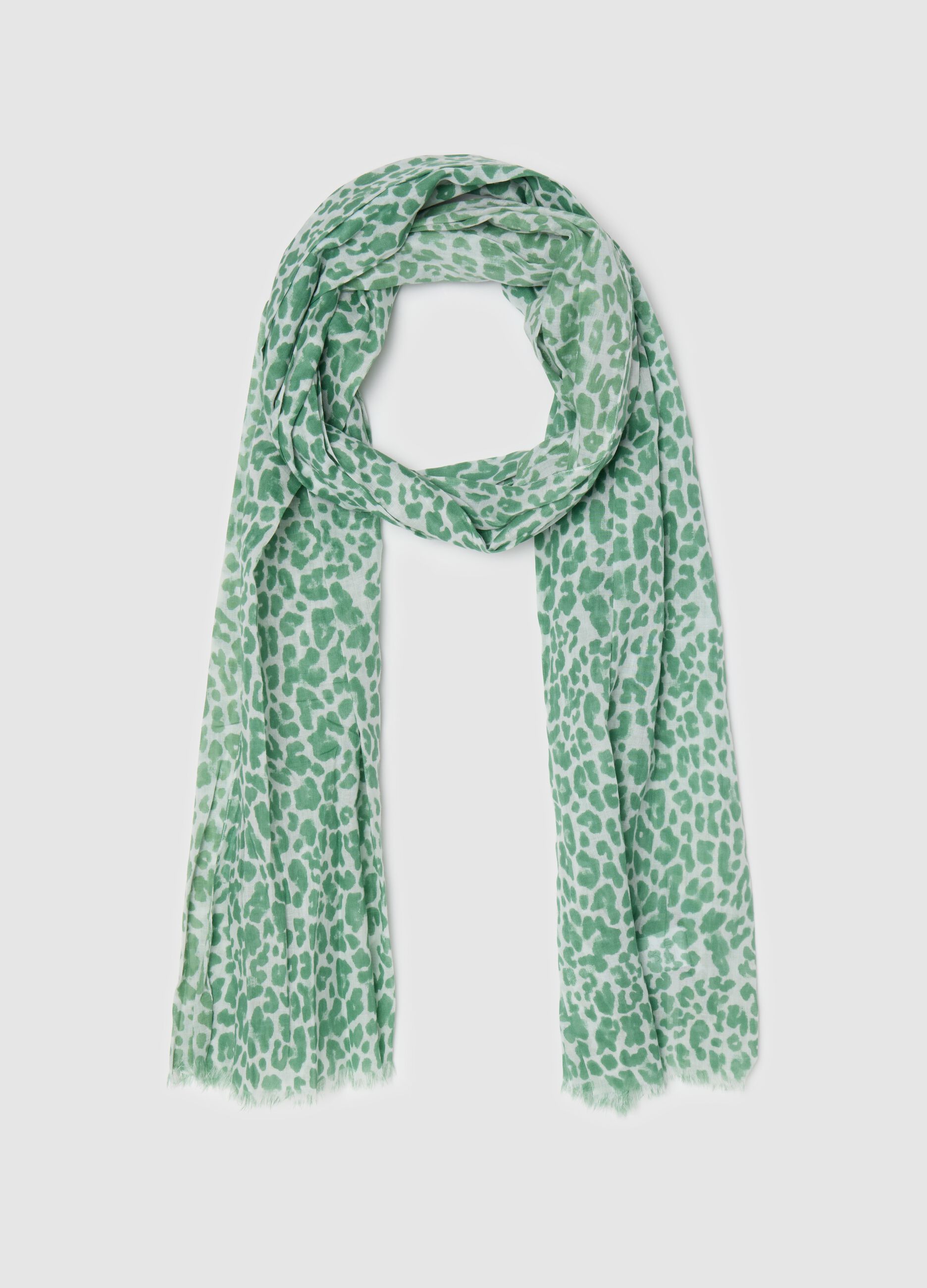 Fringed scarf in cotton