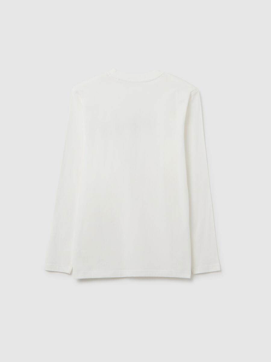 T-shirt da ragazzo in puro cotone bianca oversize_1