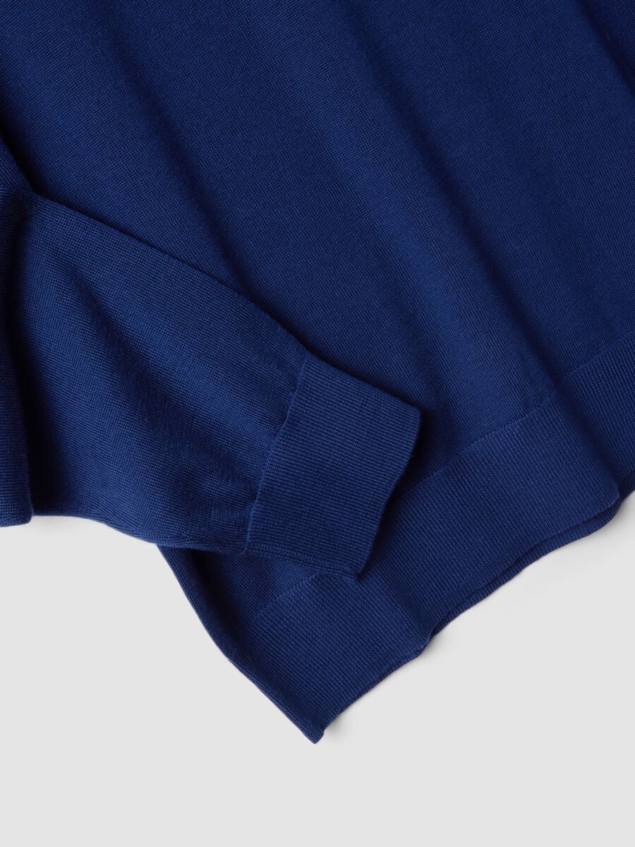 Maglia blu girocollo in pura lana merino regular fit_1