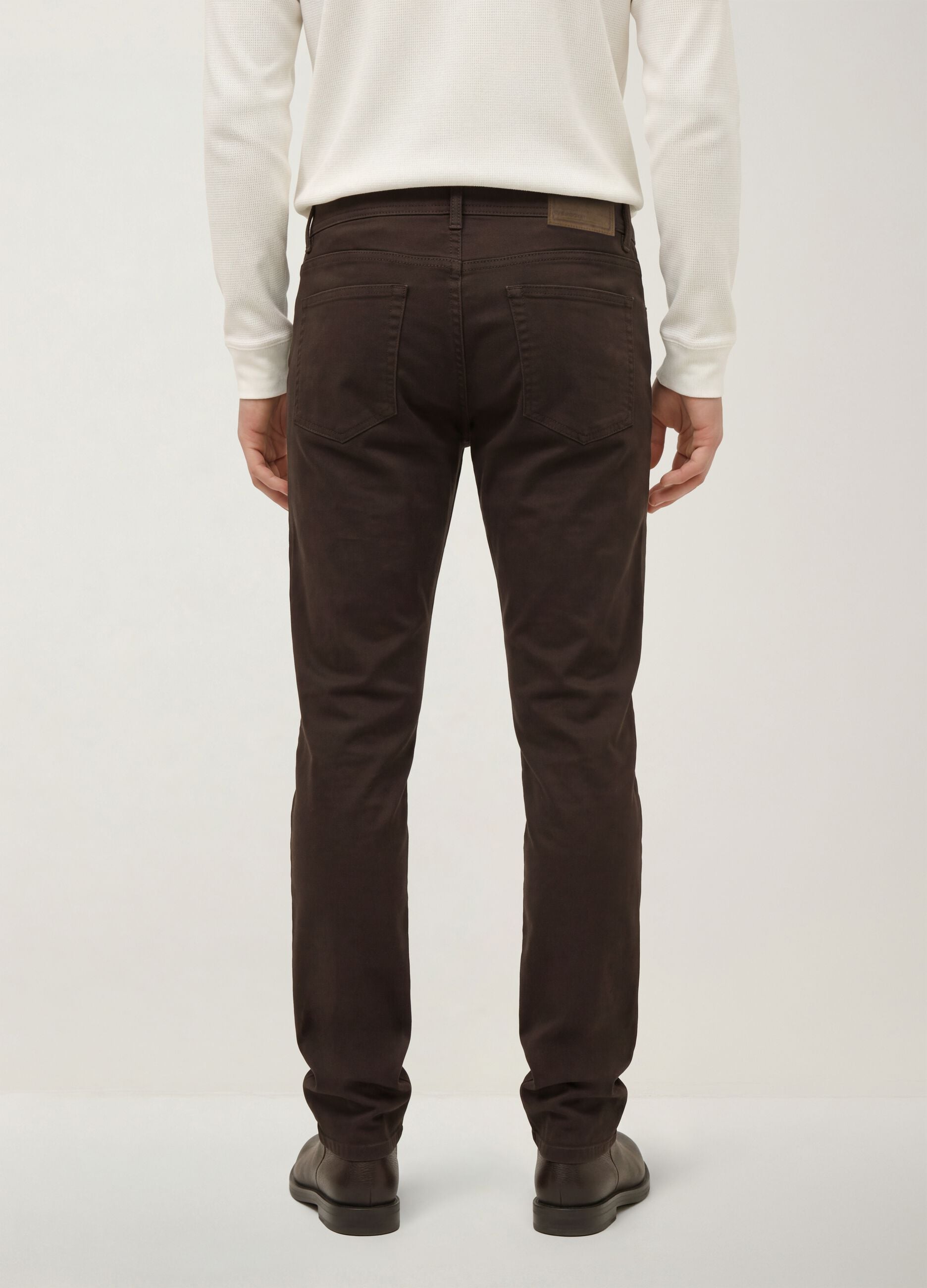 Brown slim-fit stretch cotton trousers