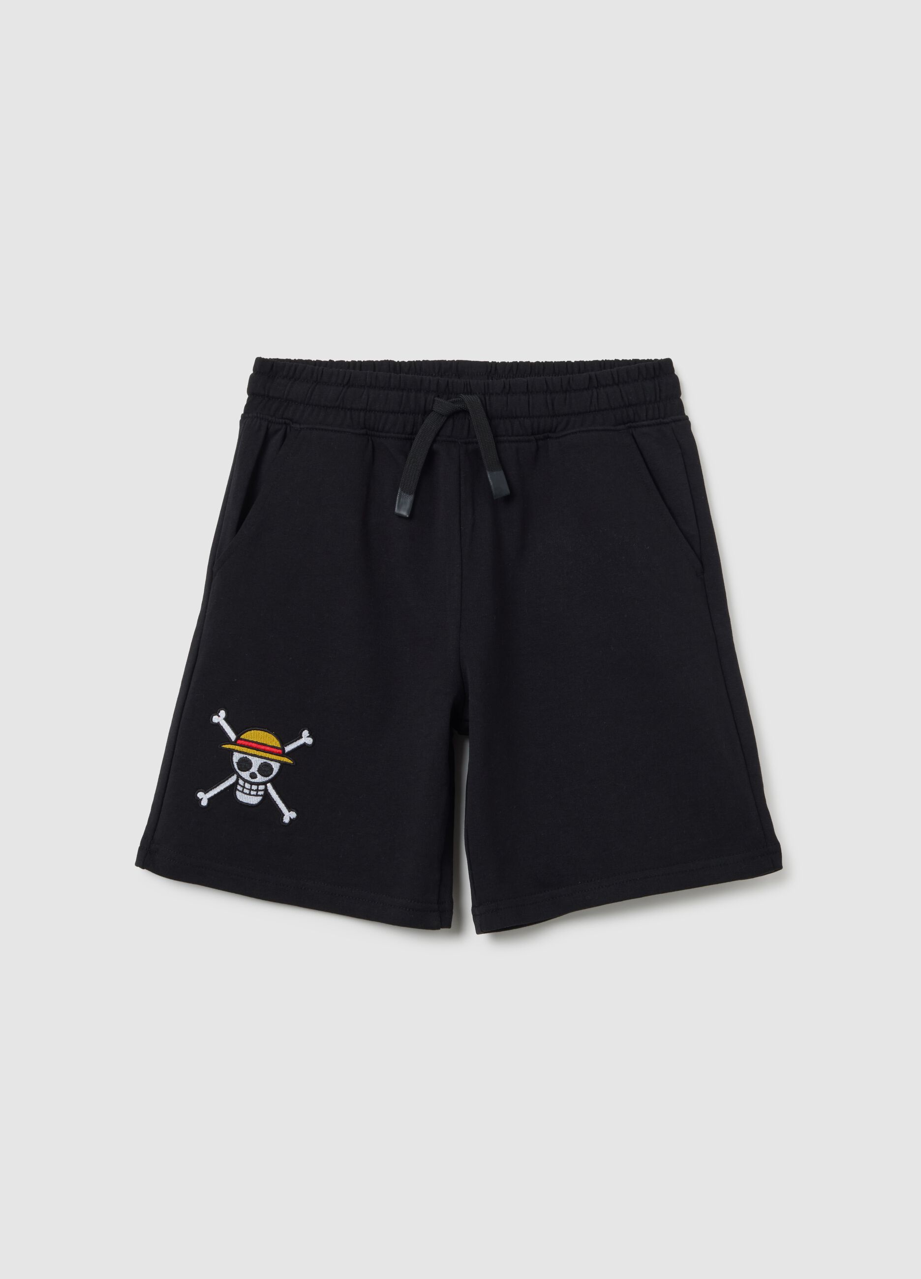 Boys' Black Pure Cotton Shorts with Print