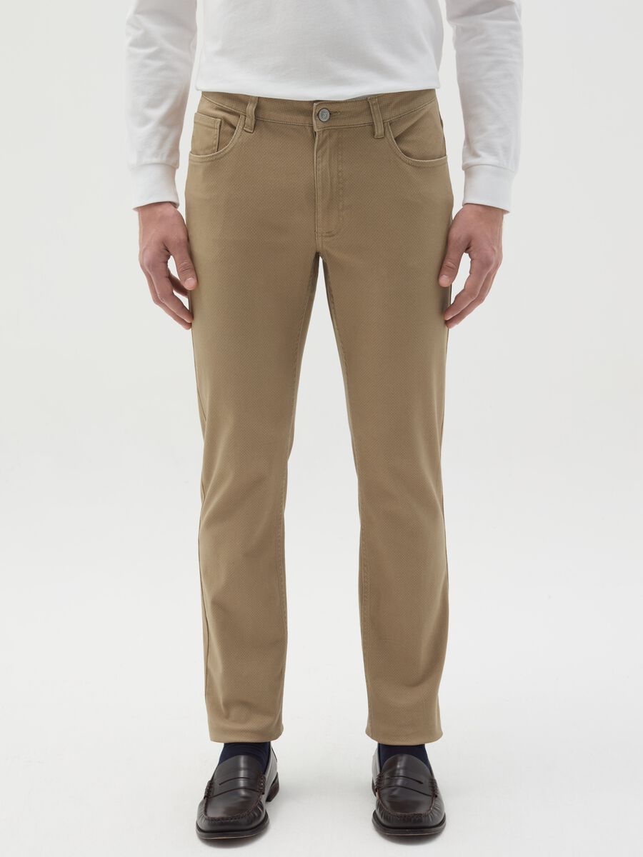 Regular-fit chino trousers with micro pattern_1