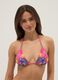 Pink triangle bikini top in stretch fabric_0