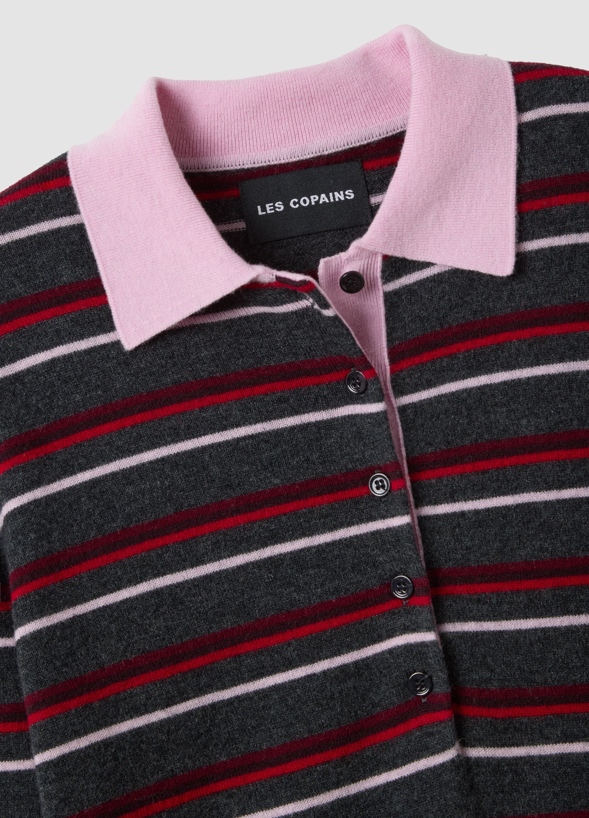 Maglia multicolor in pura lana con colletto polo fitted