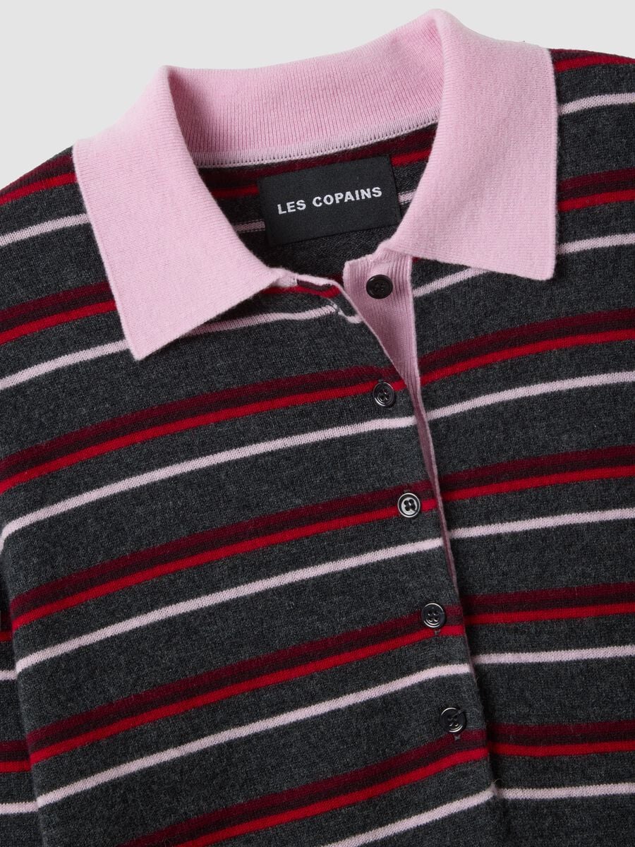 Maglia multicolor in pura lana con colletto polo fitted_5