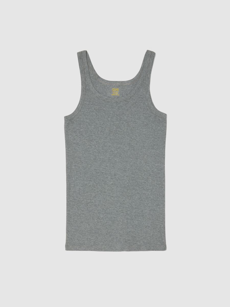 Grey pure cotton regular fit tank top_4