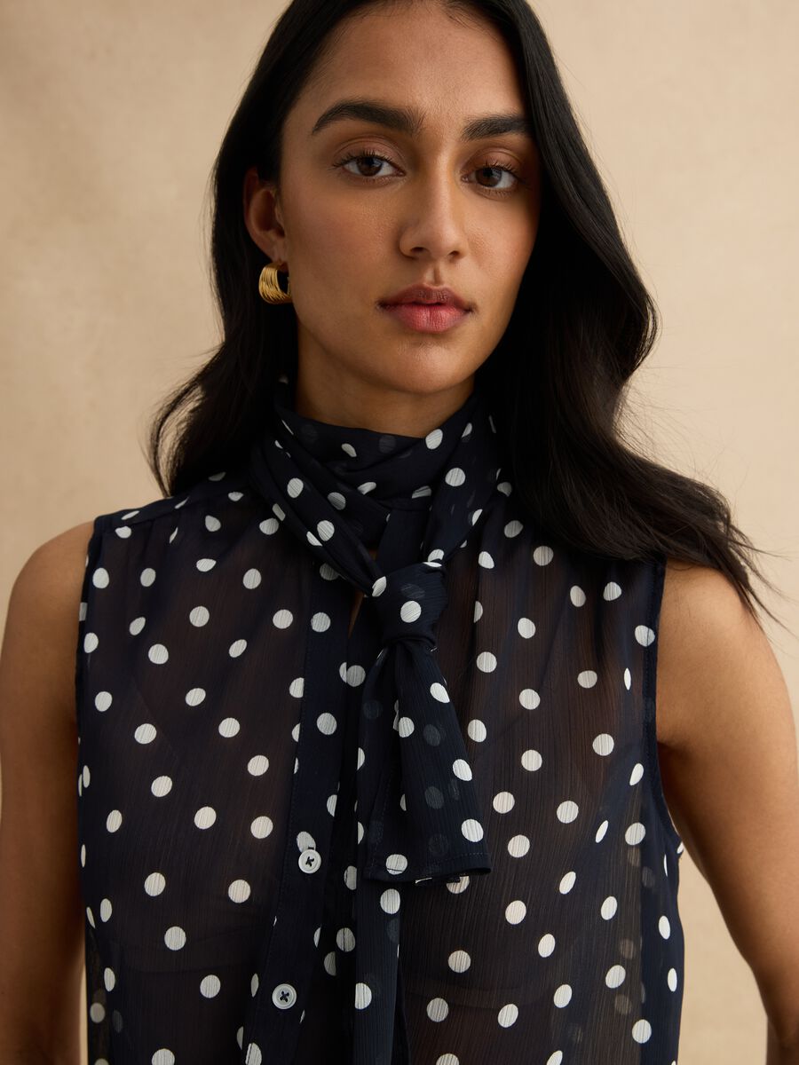 Blusa senza maniche a pois multicolor regular fit con colletto fancy_0