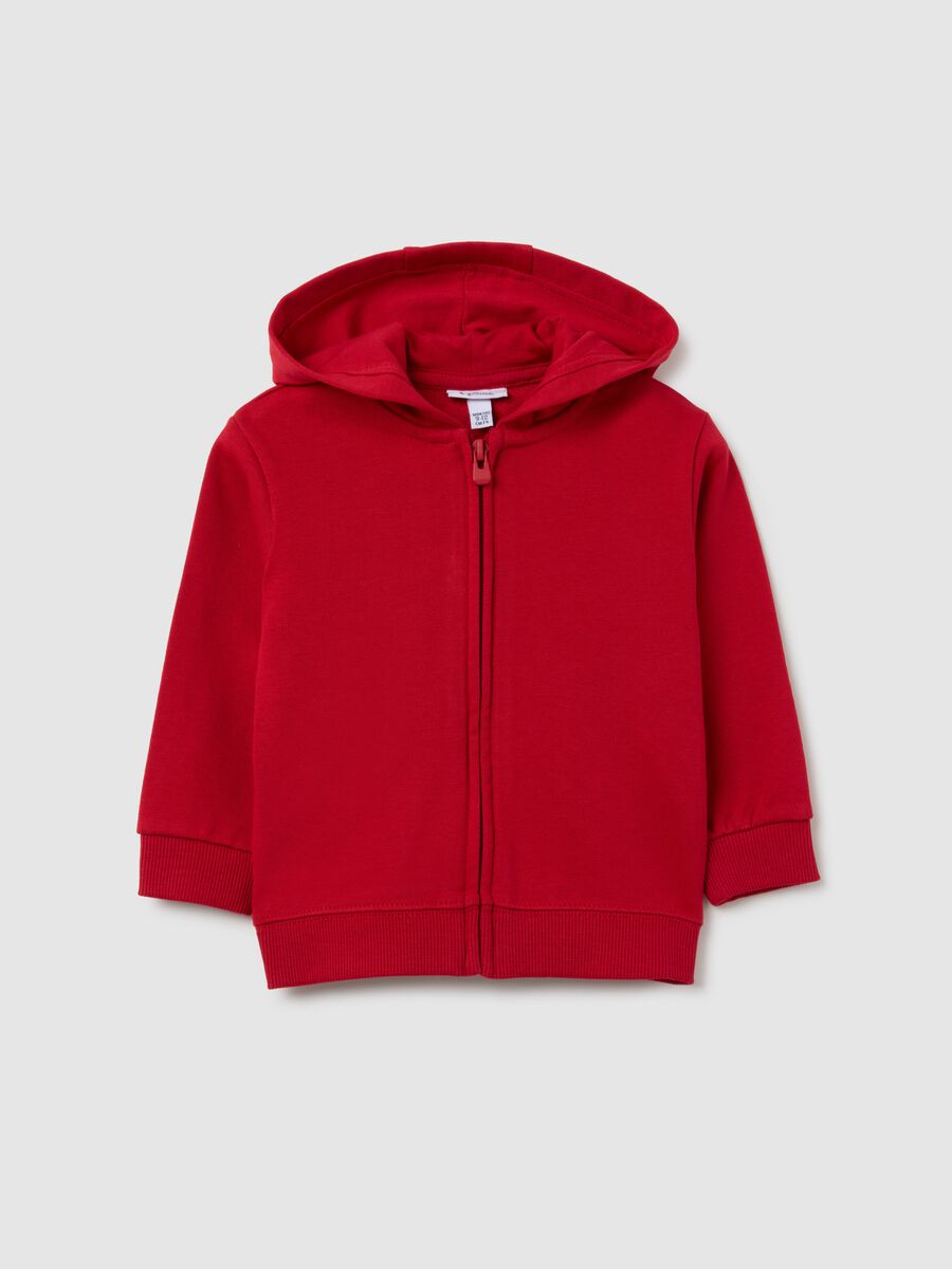 Felpa da neonato in puro cotone rossa regular fit_0