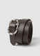 Slim brown belt with braided metal buckle_2