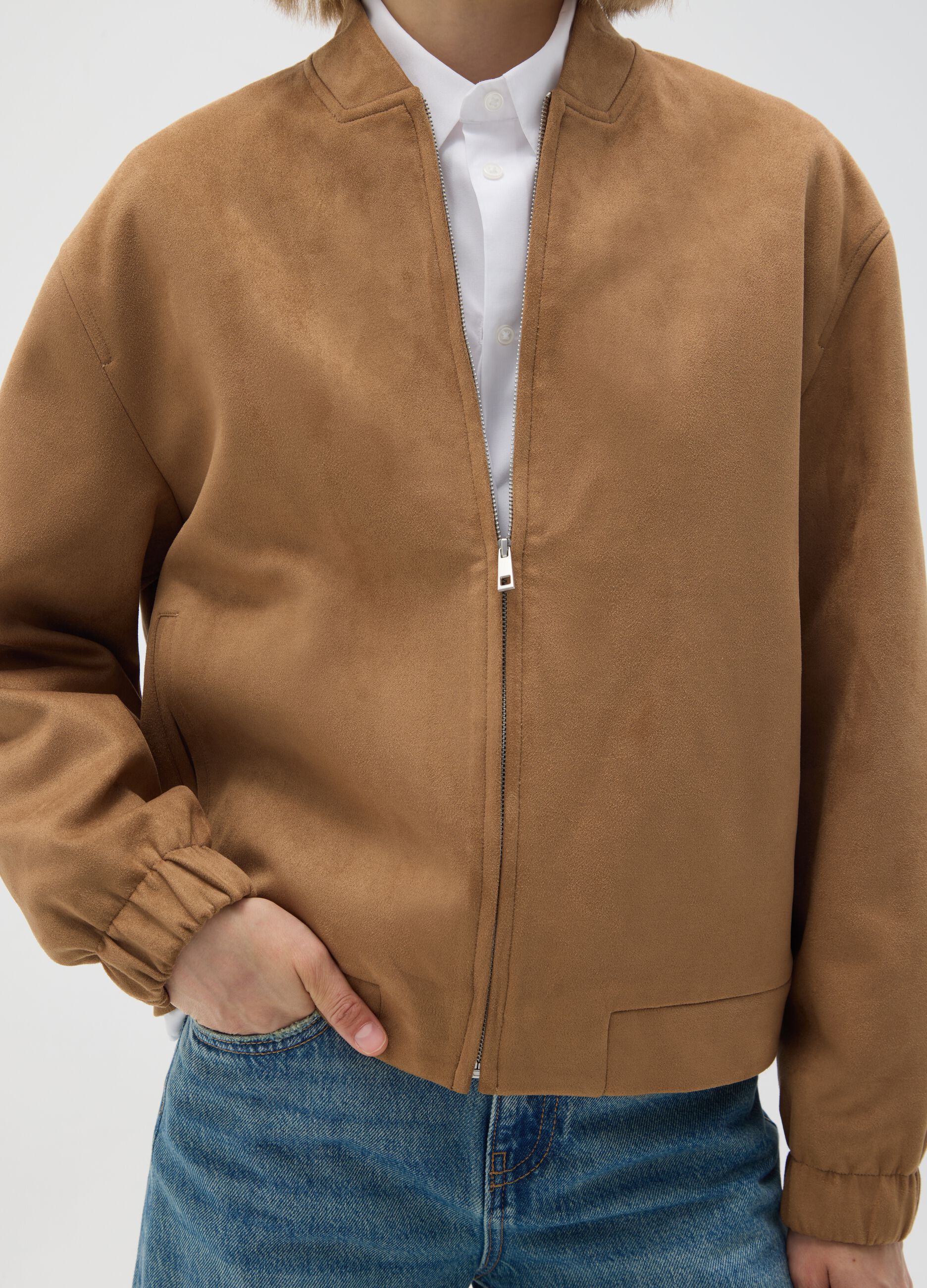 Giacca in camoscio marrone regular fit