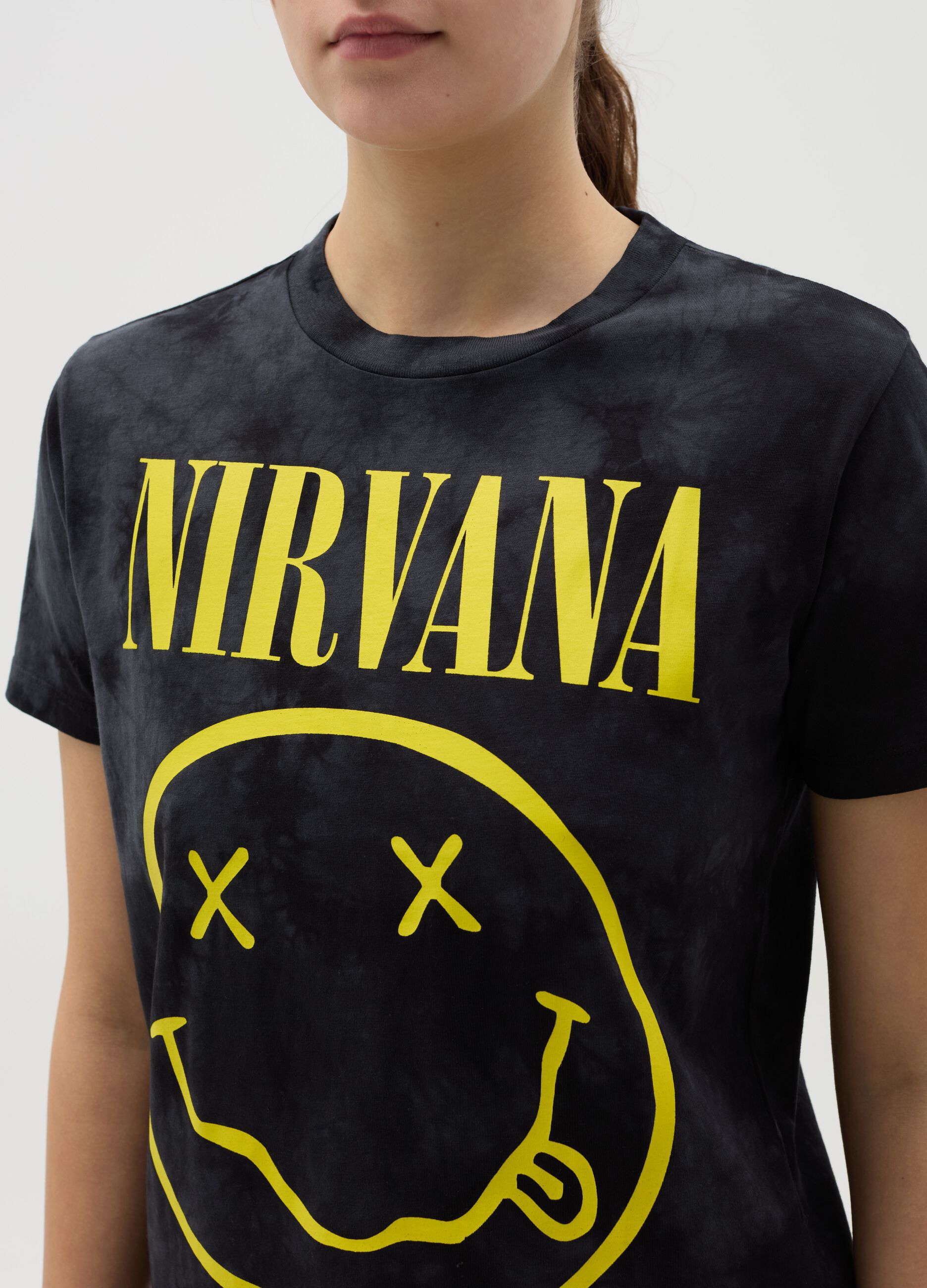 T-shirt Tie Dye con stampa Nirvana