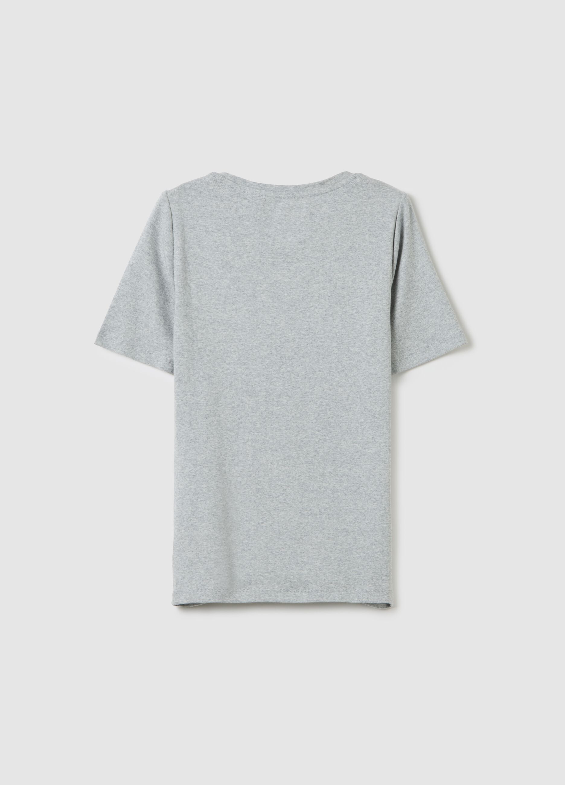 Round-neck T-shirt in cotton and modal mélange