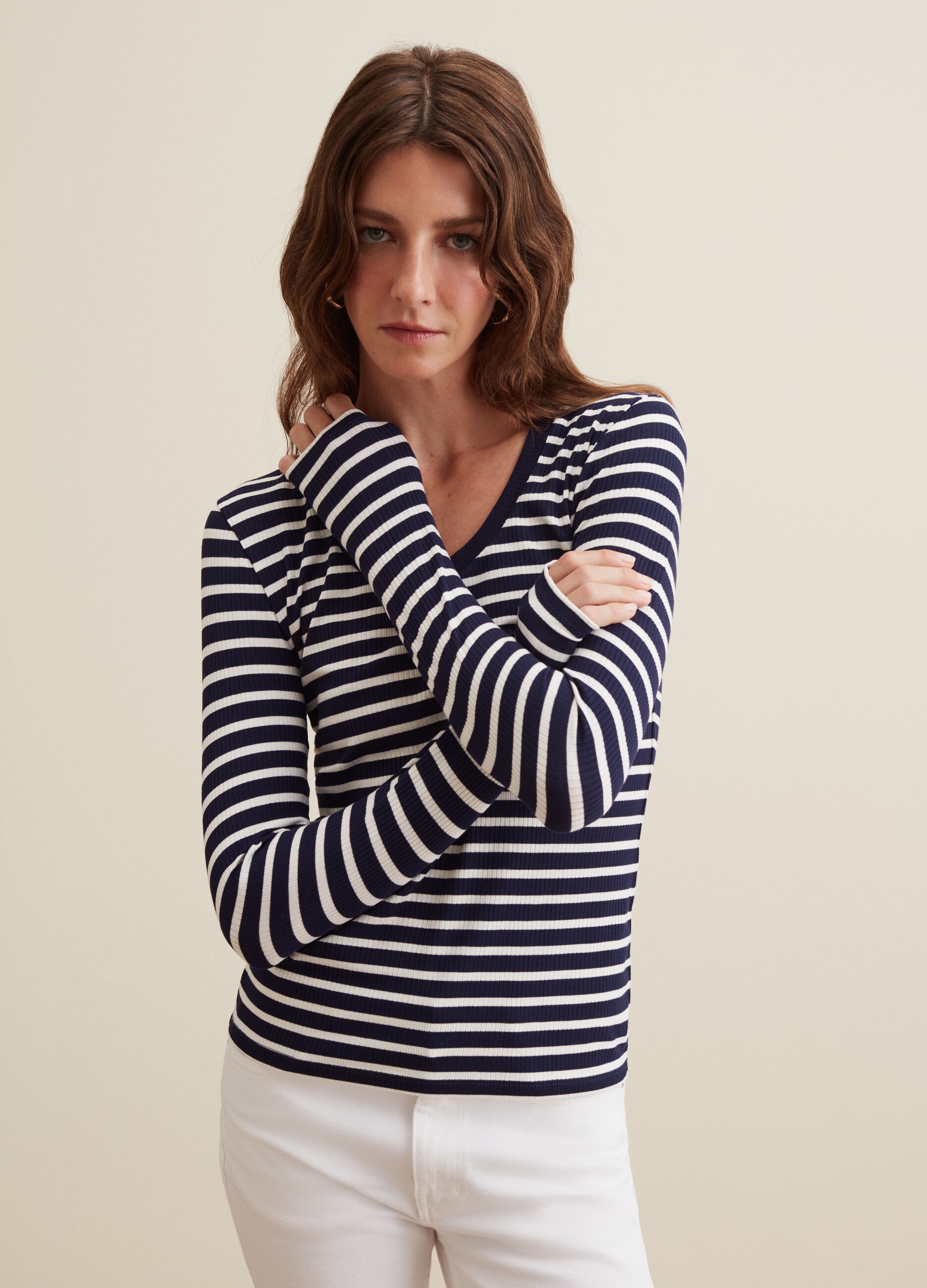 PIOMBO T-shirt a righe con maniche lunghe
