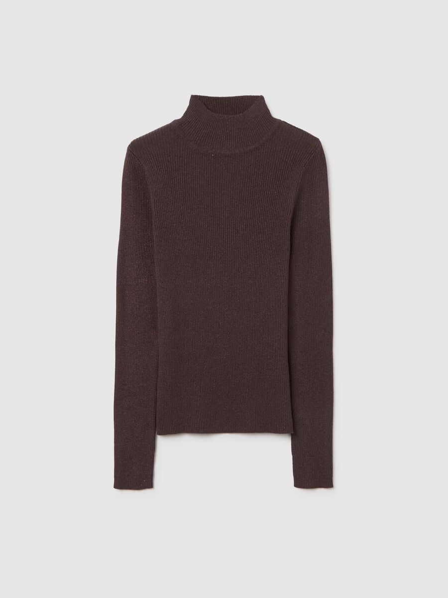 Maglione a collo alto marrone vestibilità fitted_4