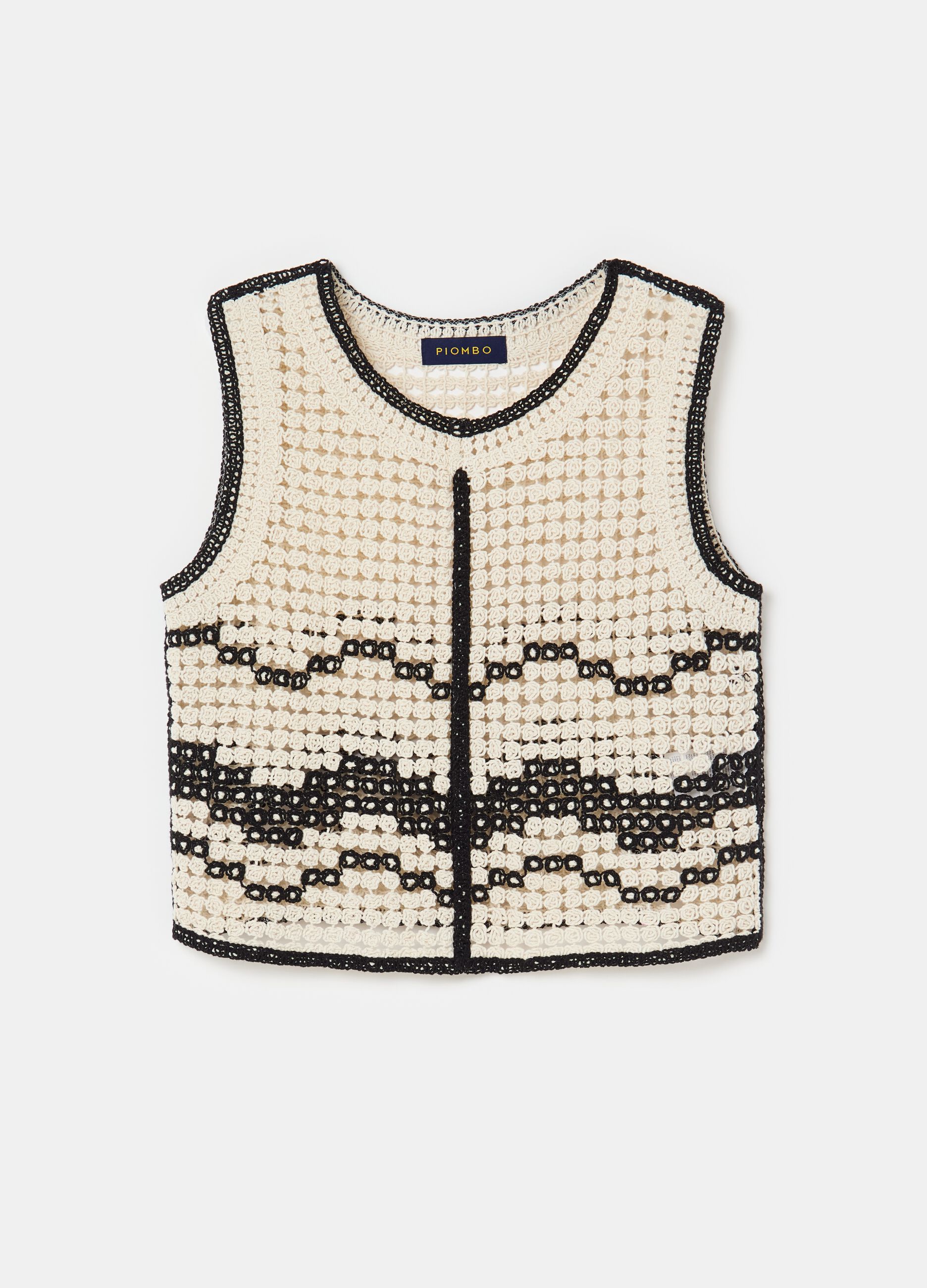 Crochet tank top with wavy motif