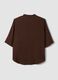 Brown regular-fit blouse with mandarin collar_2