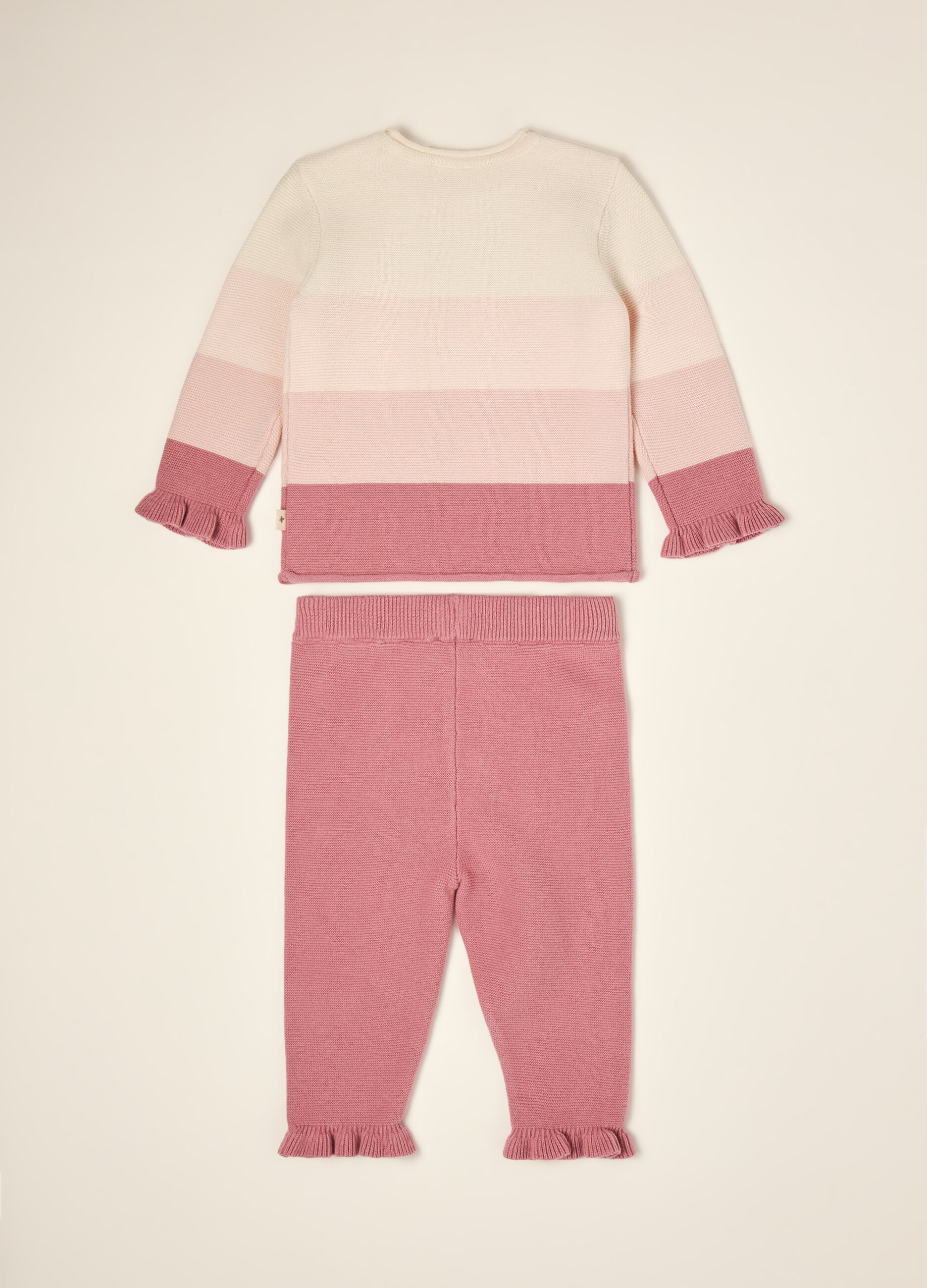 Pink pure cotton knit set with top and trousers