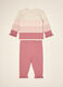 Pink pure cotton knit set with top and trousers_3