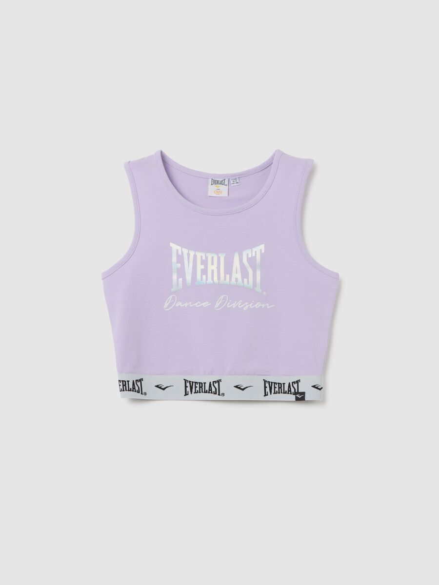 Top cropped da ragazza in cotone elasticizzato viola fitted_0