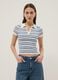 Fitted viscose-blend jumper with multicolour stripes and polo collar_2
