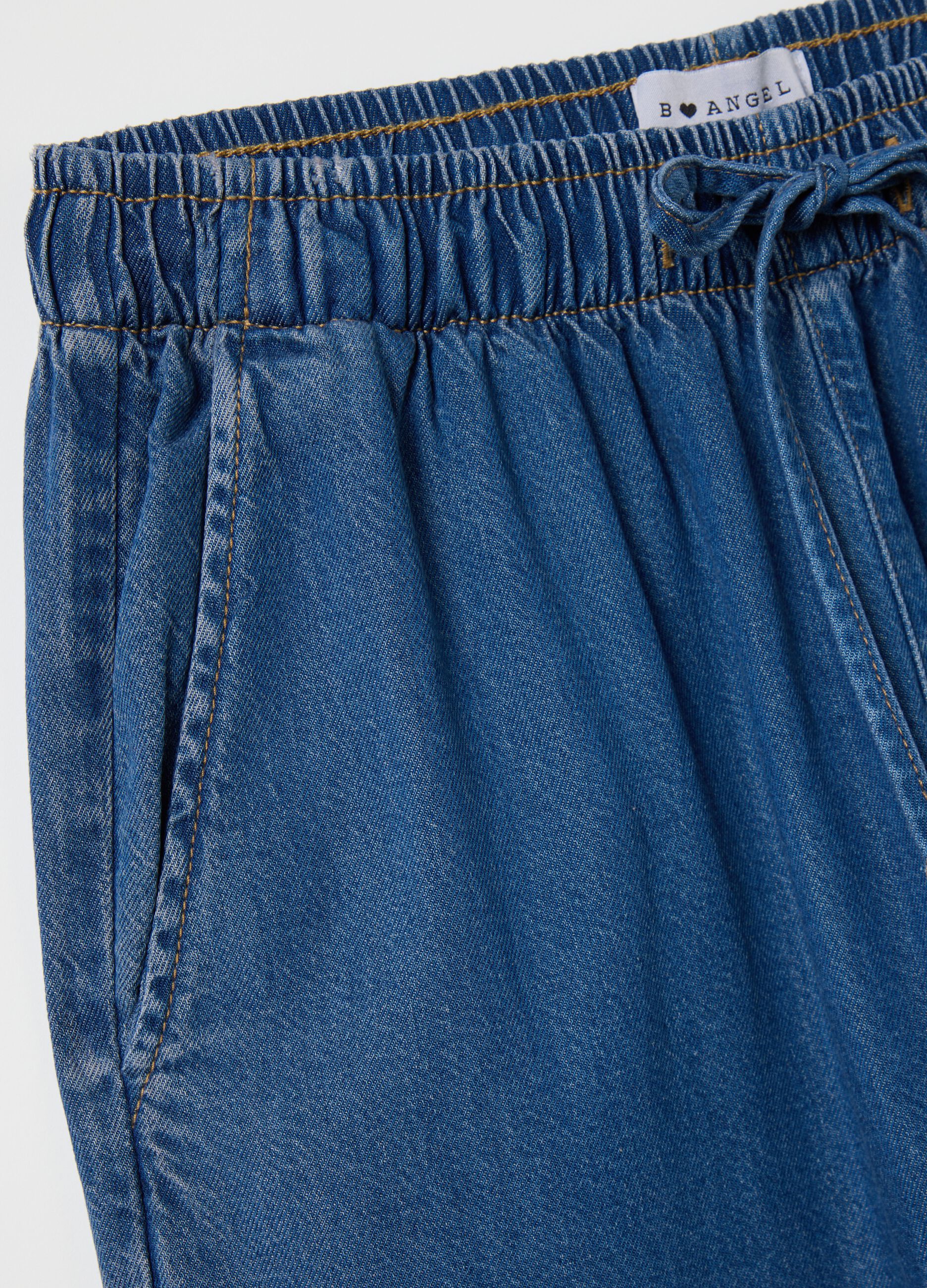 Blue relaxed-fit fluid trousers with denim effect