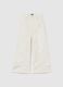 Girl's white wide leg trousers in pure cotton_0