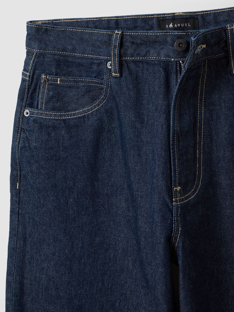 Blue denim jeans in pure cotton, baggy fit_5