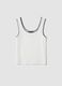 White stretch cotton tank top with contrast detailing, regular fit_4