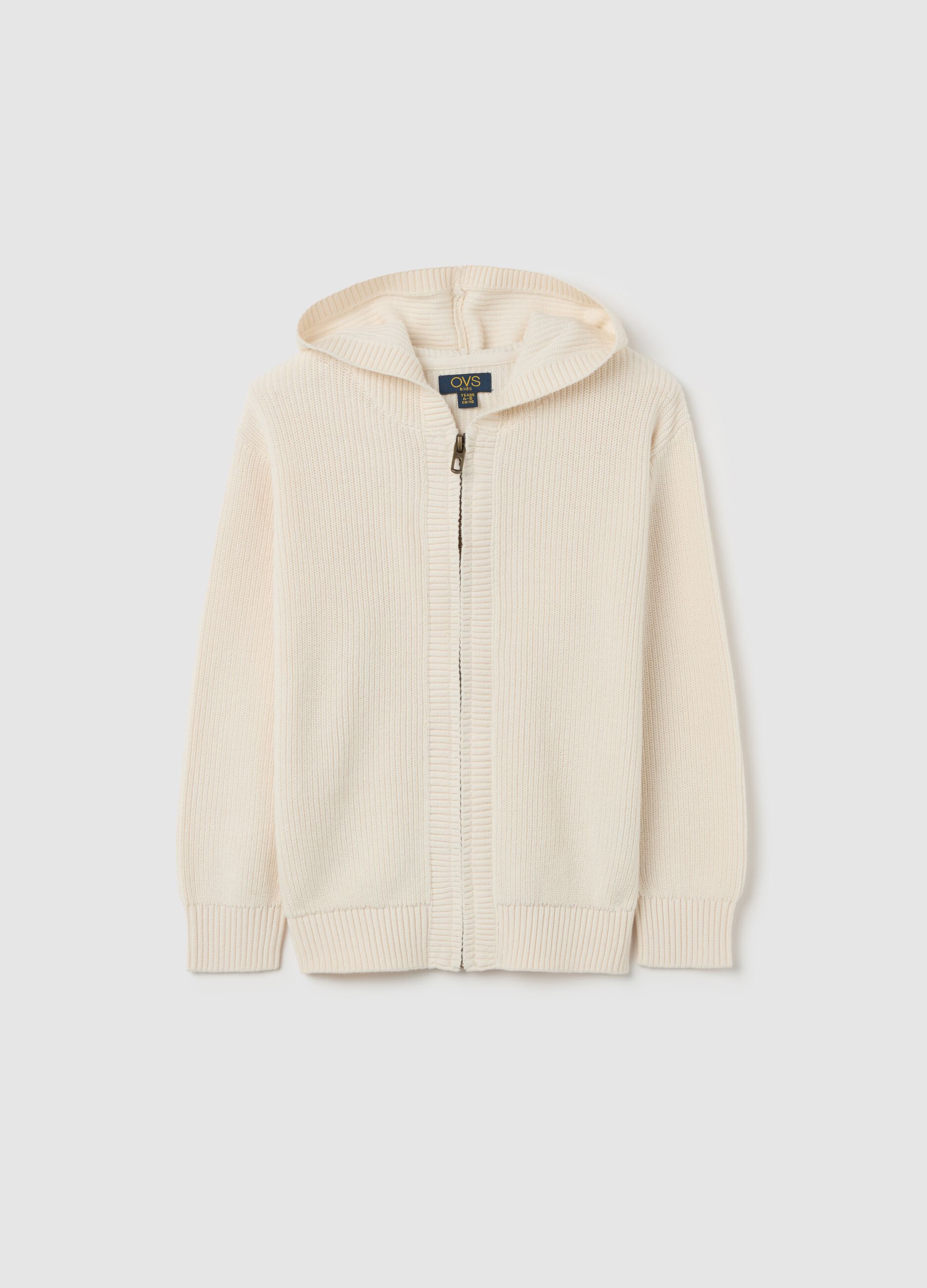 Knitted cardigan with hood
