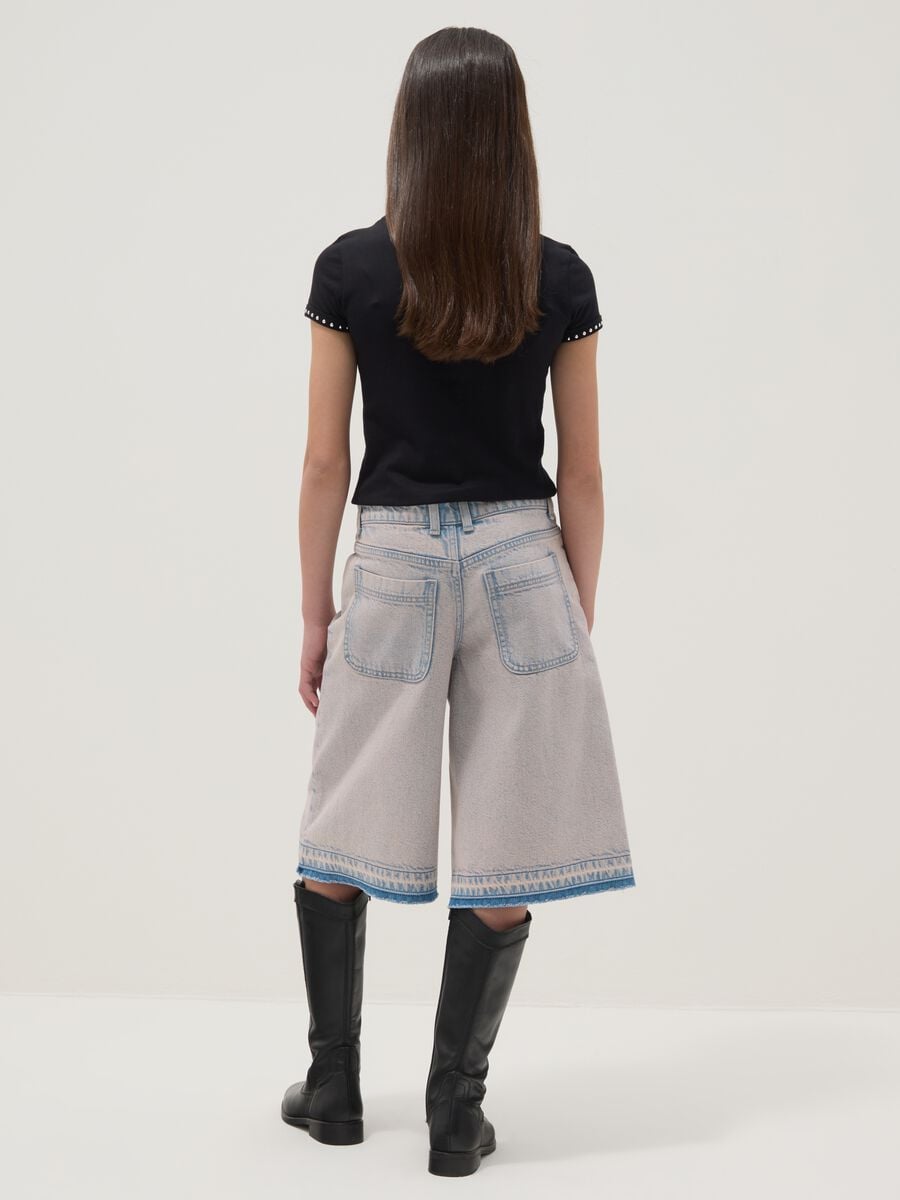 Shorts in denim grigio in puro cotone skater fit_1
